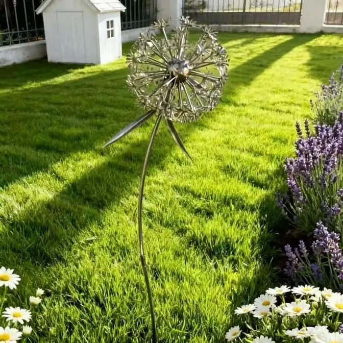 Décoration de jardin rustique en métal en forme de pissenlit