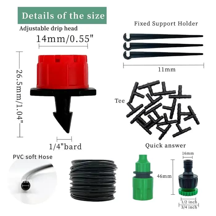 Système d'irrigation goutte-à-goutte DIY pour serre 10M-30M