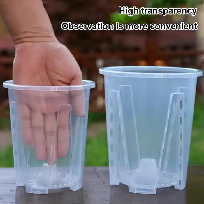 Pot de fleurs transparent en plastique pour le contrôle des racines