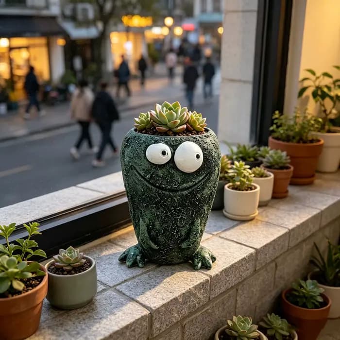 Pot de fleurs fantaisie en forme de grenouille