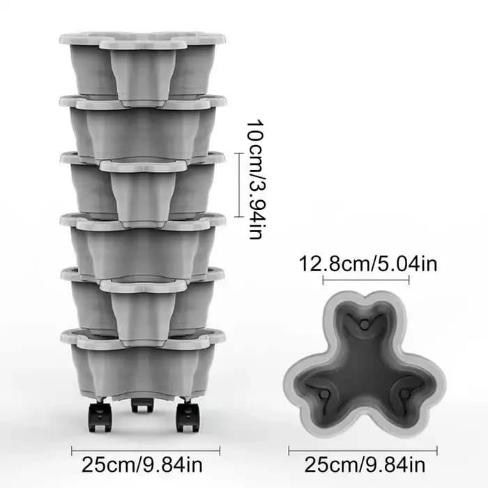 Tour de jardinage verticale empilable multi-niveaux avec roulettes mobiles pour la culture de fraises et légumes