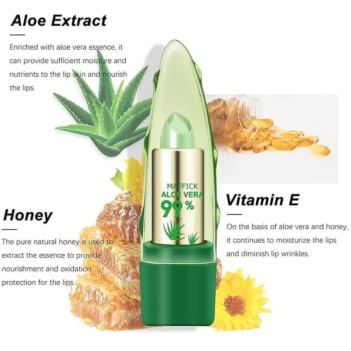Rouge à lèvres à changement chaud à l'aloe vera pour une protection des lèvres longue durée, hydratant et change de couleur, changement de couleur magique