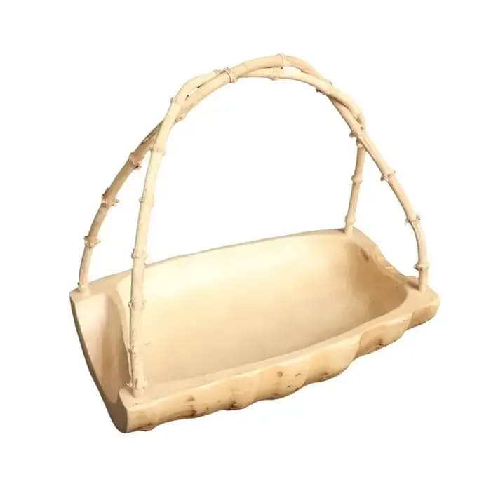 Plateau à racines de bambou japonais, panier rond créatif fait à la main, plat de fruits décoratif pour salon, artisanat d'art pour la décoration de la maison