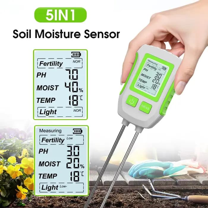 Détecteur de sol multifonctionnel 5-en-1 pour tester l'humidité