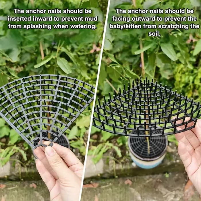 Nouveau protège-sol pour pot de plantes à double usage avec découpes barbelées