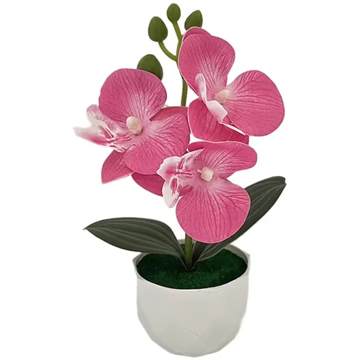 Plante artificielle en pot à 3 têtes d'orchidées
