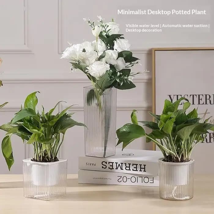 【SSummer10】Pot à fleurs carré auto-arrosant avec panier intérieur