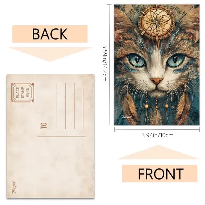 32 pièces, cartes postales style bohème avec motif chat, autocollants muraux, cartes d'envoi, cartes de vœux, cartes postales DIY, cartes postales commémoratives