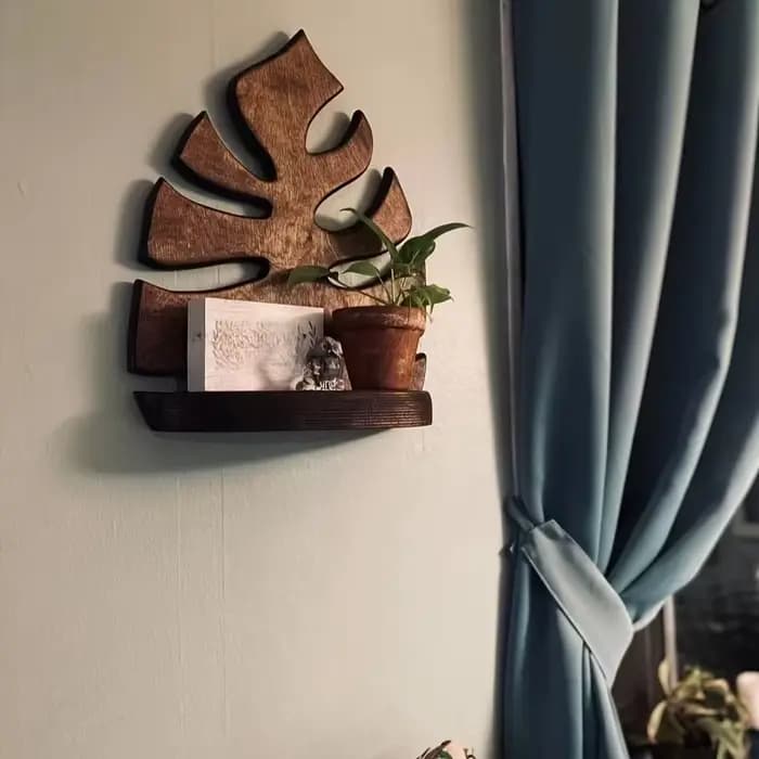 1 étagère murale en bois pour plantes Monstera