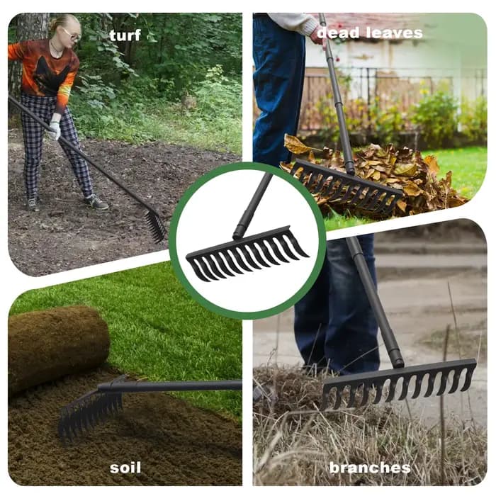 Râteau à chair de jardin avec manche Long réglable de 60 pouces