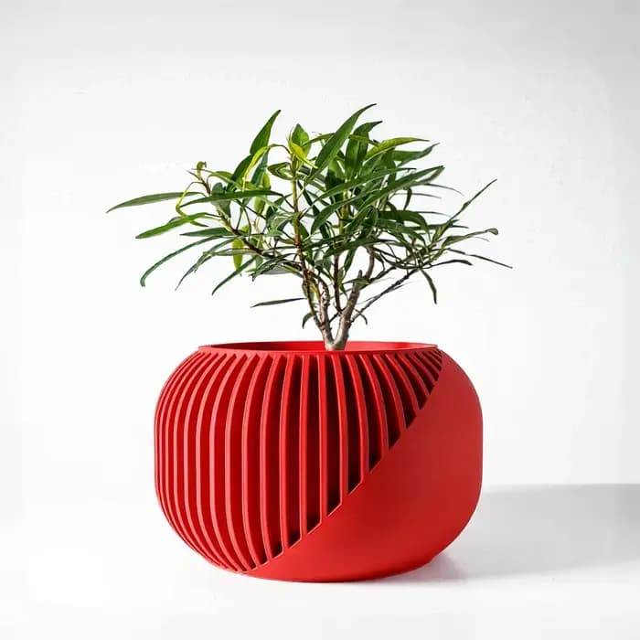 Pot à plantes moderne et minimaliste imprimé en 3D - Pot à fleurs biodégradable pour la décoration de la maison, cadeau durable et écologique (Narvo)