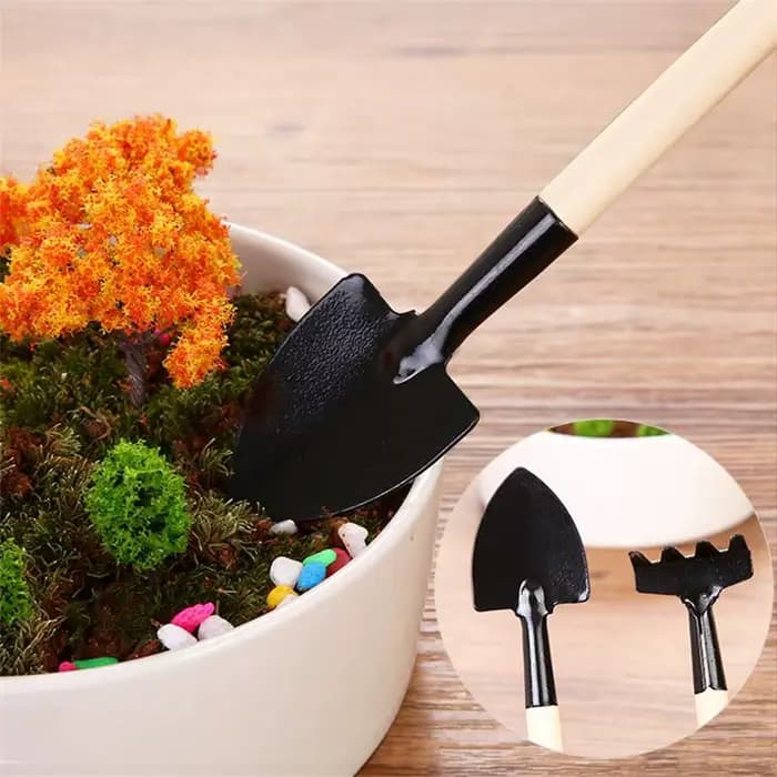Ensemble de trois outils de jardinage, mini-outils de jardin, pelle multifonction, herse, pelle pour plantes domestiques, pelle à terre pour pinier