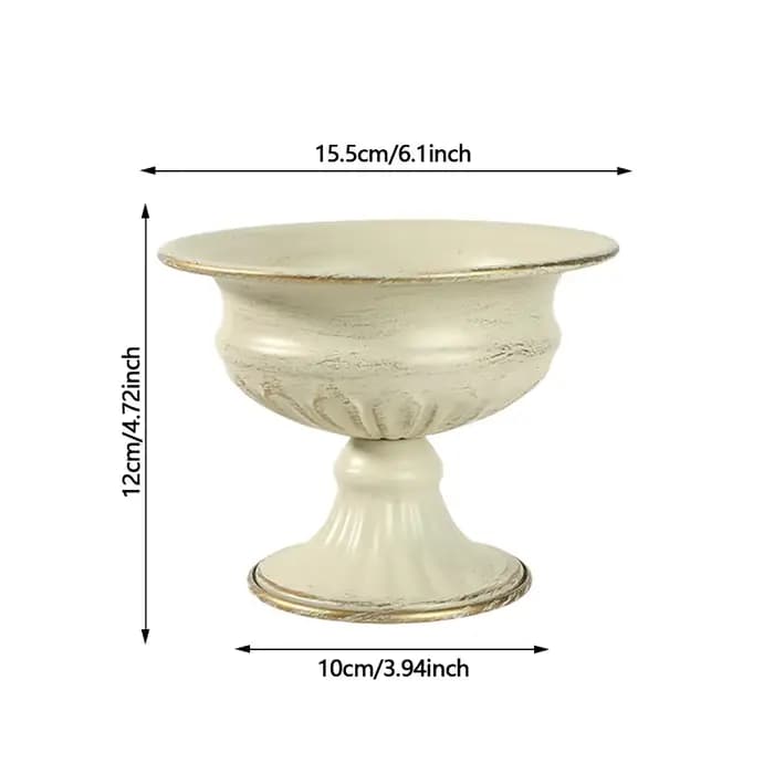 Pot de fleurs vintage en métal blanc