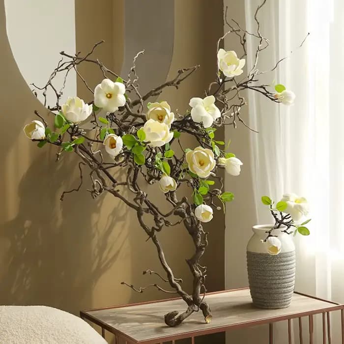 Branche de Fleurs Artificielles en Pu Magnolia