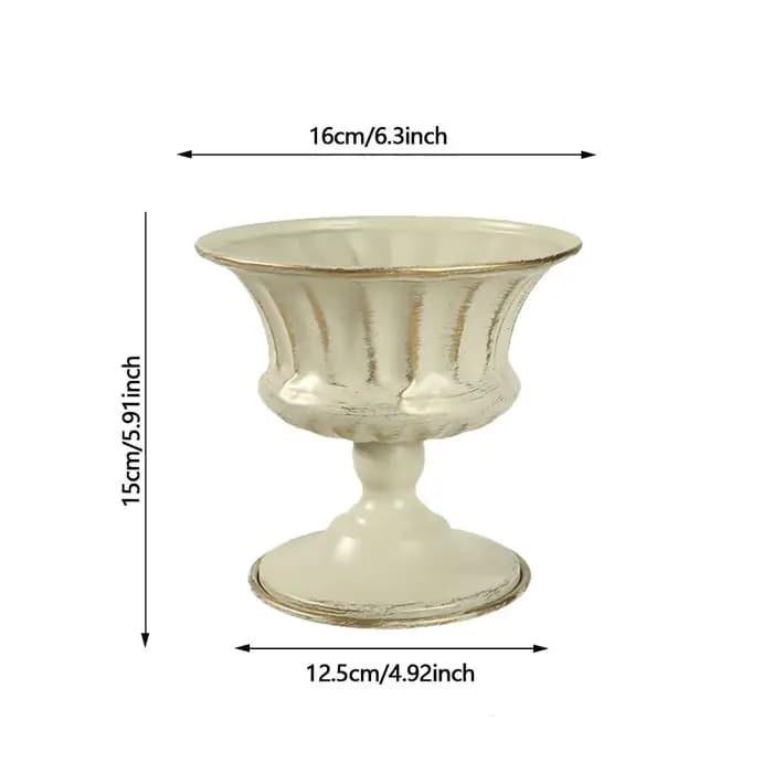 Pot de fleurs vintage en métal blanc
