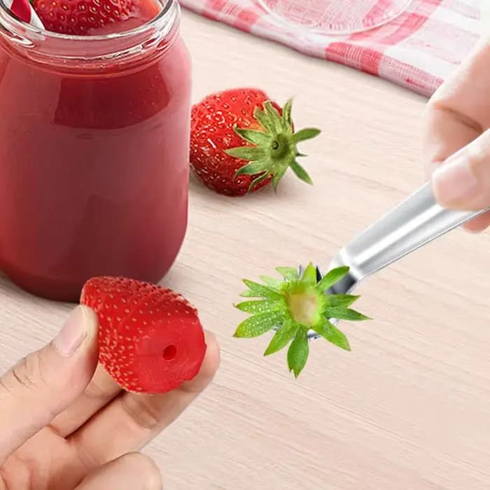 Outil de retrait de tige de fraise, outil de retrait de corer en acier inoxydable, outil de retrait de tige supérieure de tomate Portable ergonomique