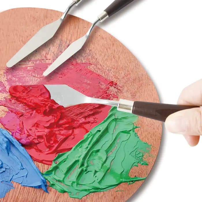Couteau à Palette professionnel en acier inoxydable pour peinture à l'huile, spatule en métal avec manche en bois, outil de mélange de couleurs d'artiste