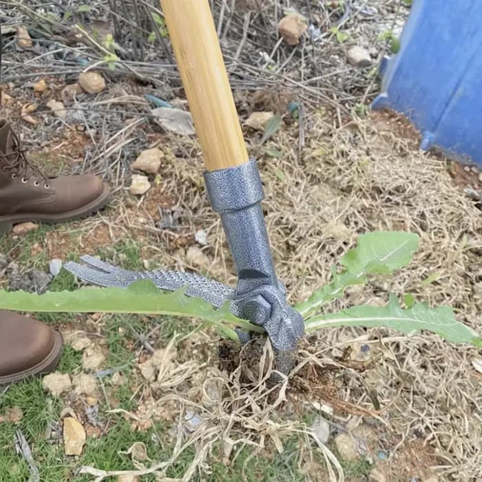 Désherbeur manuel à 4 griffes en acier robuste avec long manche pour jardin