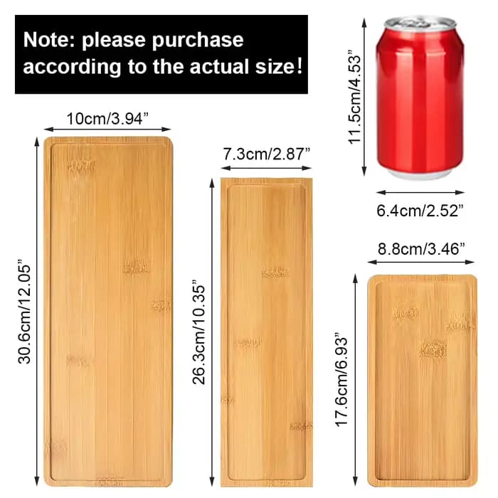 Plateau rectangulaire en bambou naturel, plante succulente, soucoupe, comptoir de salle de bains en bois, organisateur de cuisine, décoration de maison pour cosmétiques