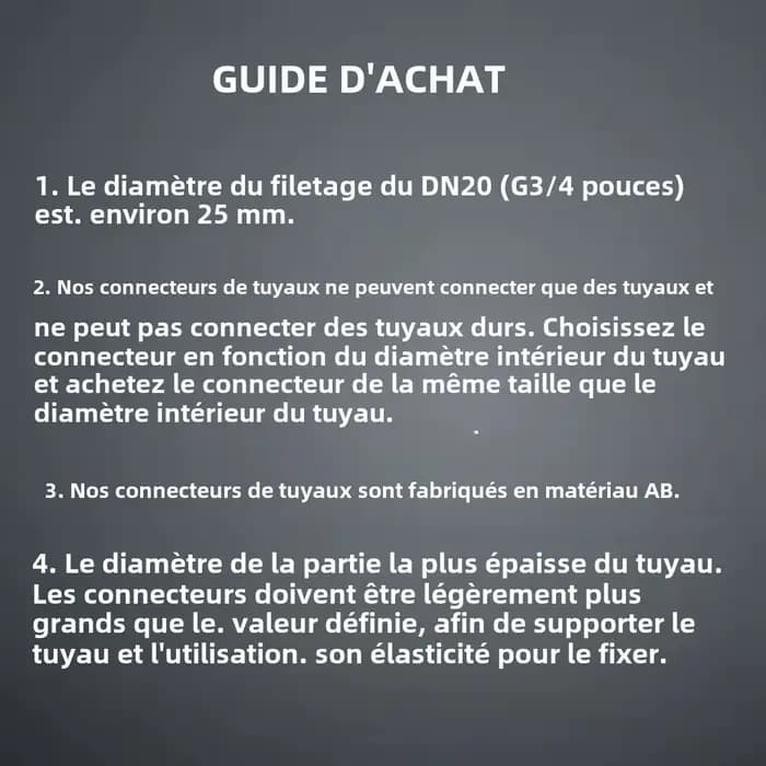 Connecteur de tuyau femelle G3/4 pouces DN20