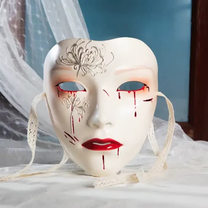 Masque peint à motif floral, masque de dessin à la main, masques complets, masques Punk anciens pour fête d'halloween, Cosplay