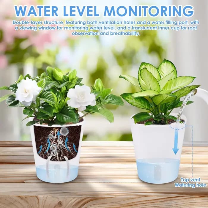 Lot de 10 pots de fleurs auto-arrosants