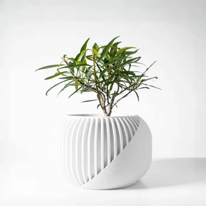 Pot à plantes moderne et minimaliste imprimé en 3D - Pot à fleurs biodégradable pour la décoration de la maison, cadeau durable et écologique (Narvo)