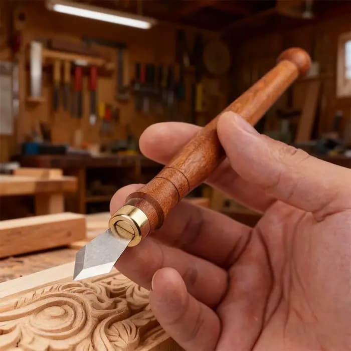 Outil de couteau à découper à double biseau en bois
