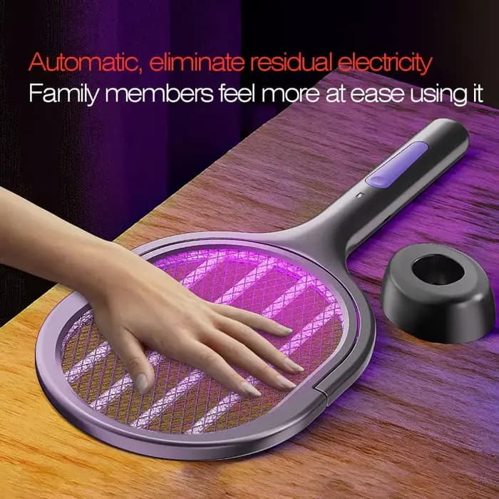 Raquette anti-moustiques électrique télescopique et lampe piège UV