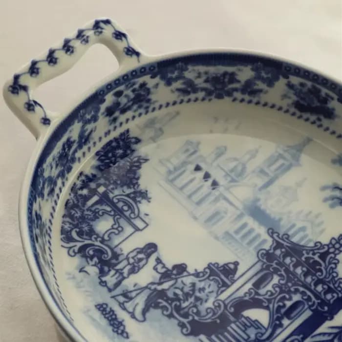 Casserole en porcelaine bleue et blanche, poêle à double poignée, ustensiles de cuisine en céramique Vintage pour ustensiles de cuisine, marmite de cuisson traditionnelle