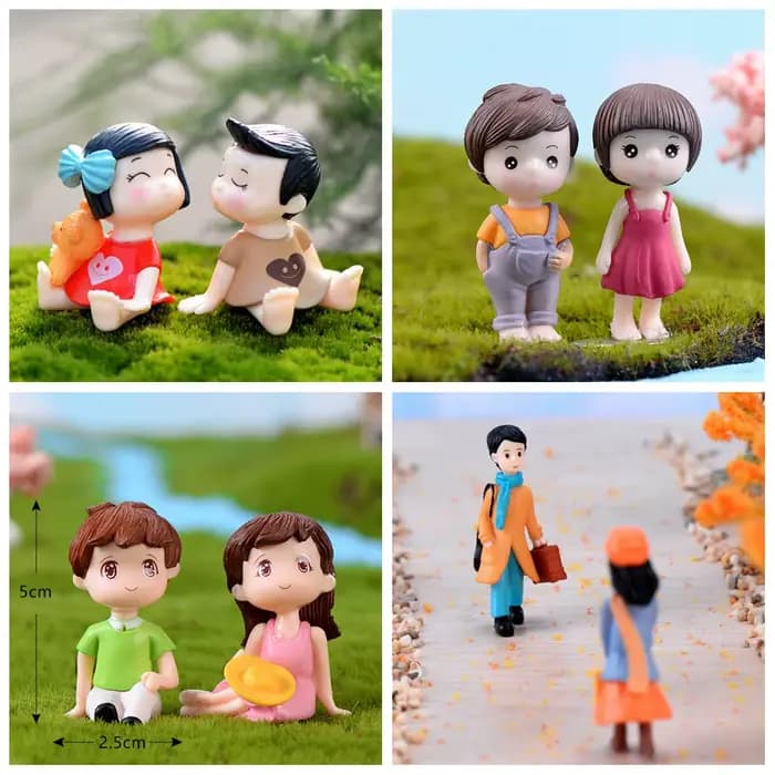 Accessoires de jardin féerique miniatures, Statue d'ornement d'amoureux Kawaii, Figurines de paysage de jardin de maison, décor de Terrarium de maison de poupée