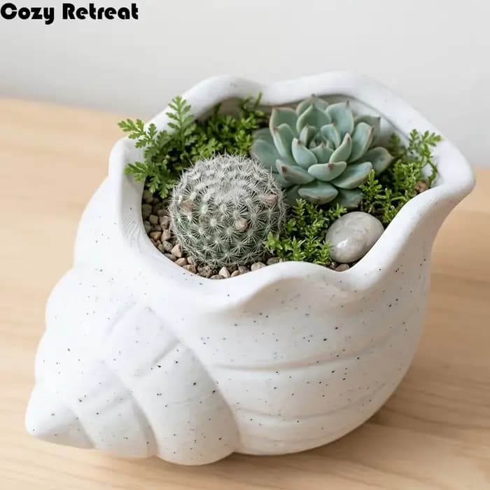 Pot de fleurs amusant en forme de conque imprimé en 3D