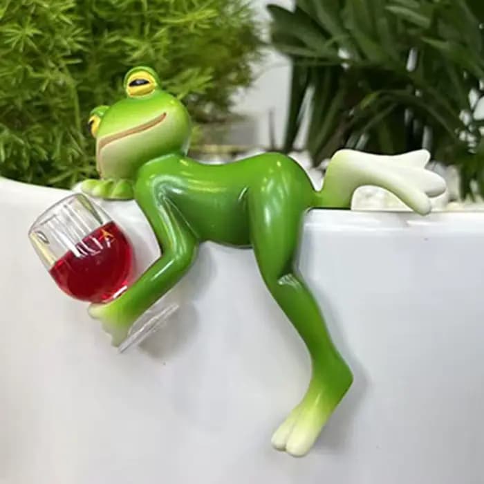 Pot de fleur suspendu de grenouille peint à la main