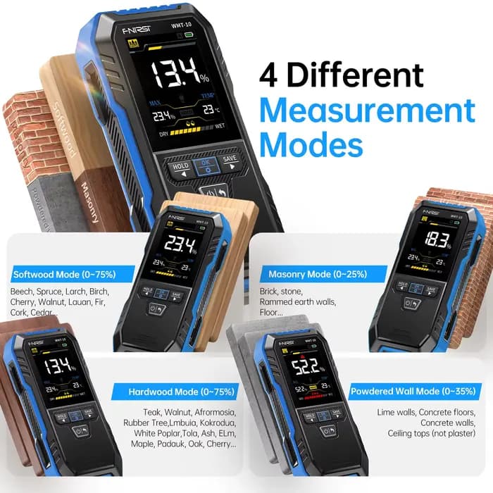 FNIRSI WMT-10 humidimètre inductif pour bois hygromètre détecteur de mur humide
