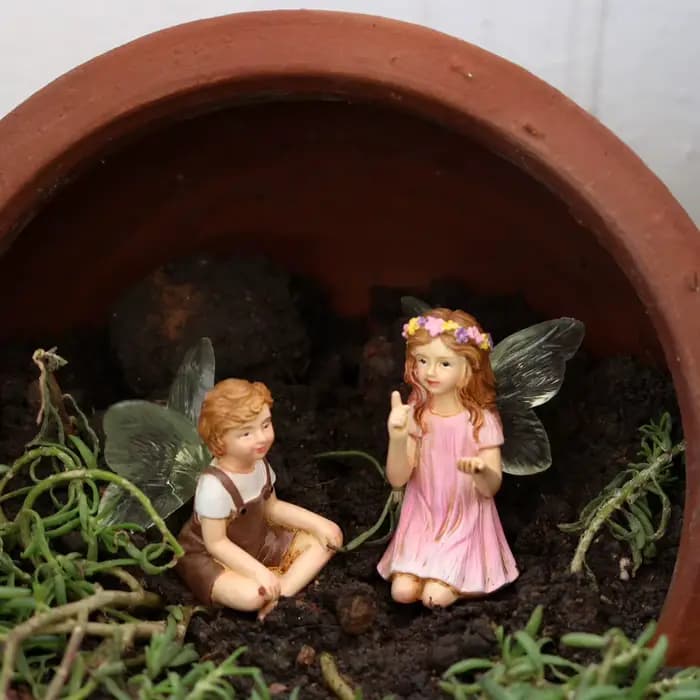 2 pièces mignon murmur fée jardin résine artisanat ornements de table, ornements de conte de fées jardin pelouse porche cour décor extérieur