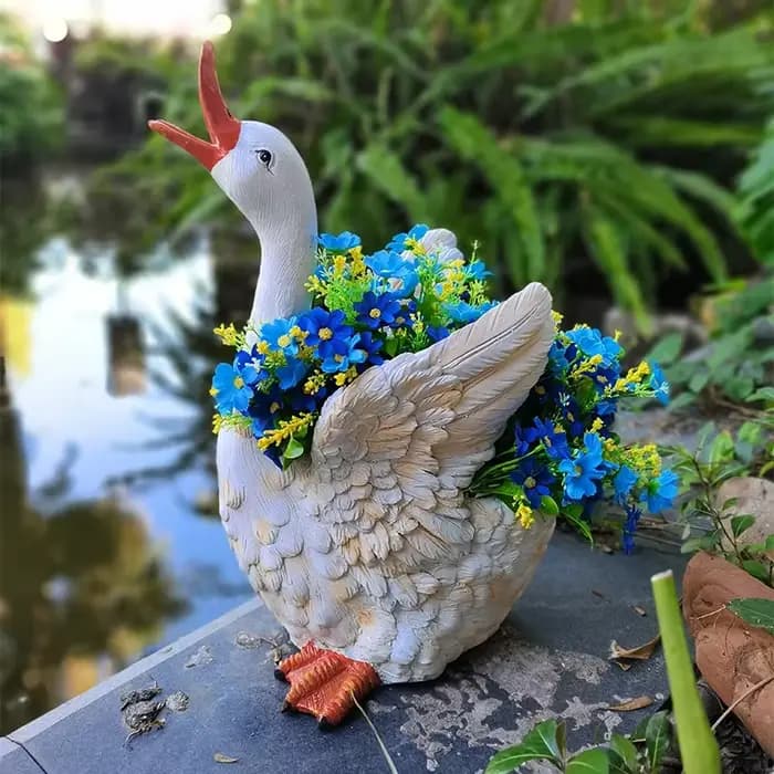 Pot de fleur de canard de dessin animé pour jardin extérieur