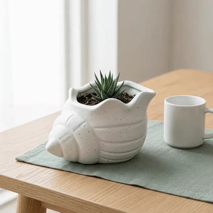 Pot de fleurs amusant en forme de conque imprimé en 3D