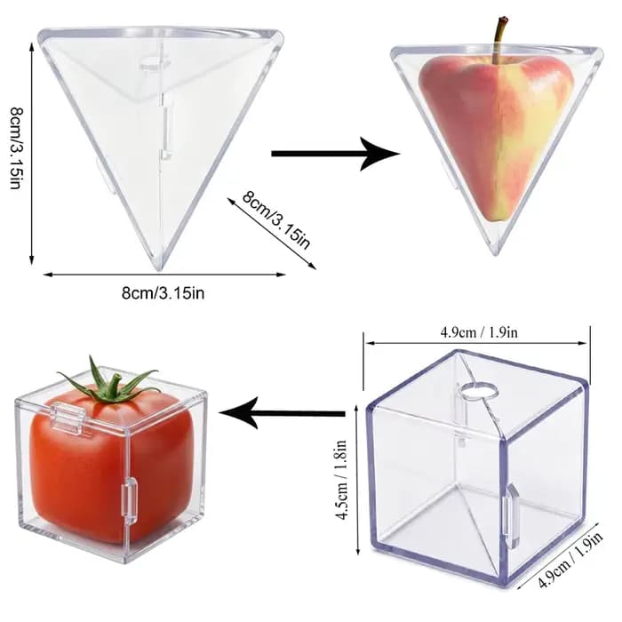 Faites pousser vos propres tomates cubiques ou triangulaires, ensemble de moules transparents en PP pour la formation de fruits, gadget de jardinage réutilisable pour des salades surprenantes