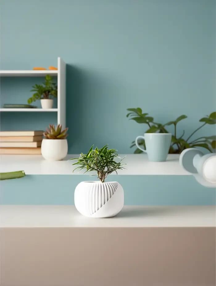 Pot à plantes moderne et minimaliste imprimé en 3D - Pot à fleurs biodégradable pour la décoration de la maison, cadeau durable et écologique (Narvo)