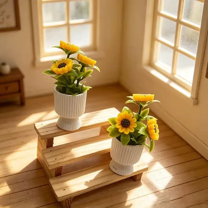 Ornement miniature de plante de tournesol en pot