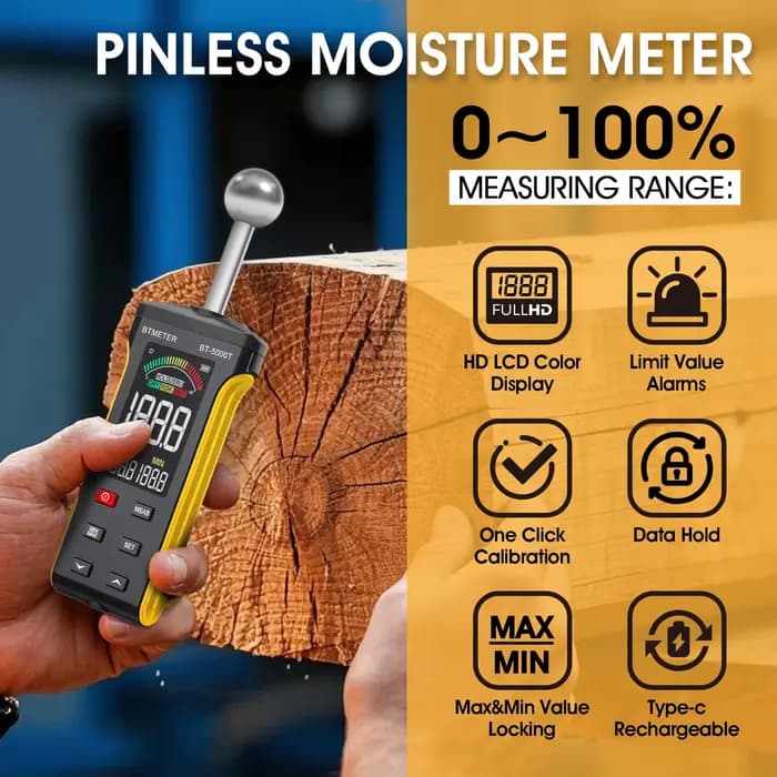 Détecteur d'humidité mural sans broches BT-5000T