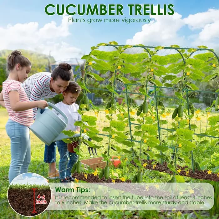 Treillis de jardin en forme de U pour concombres avec filet détachable