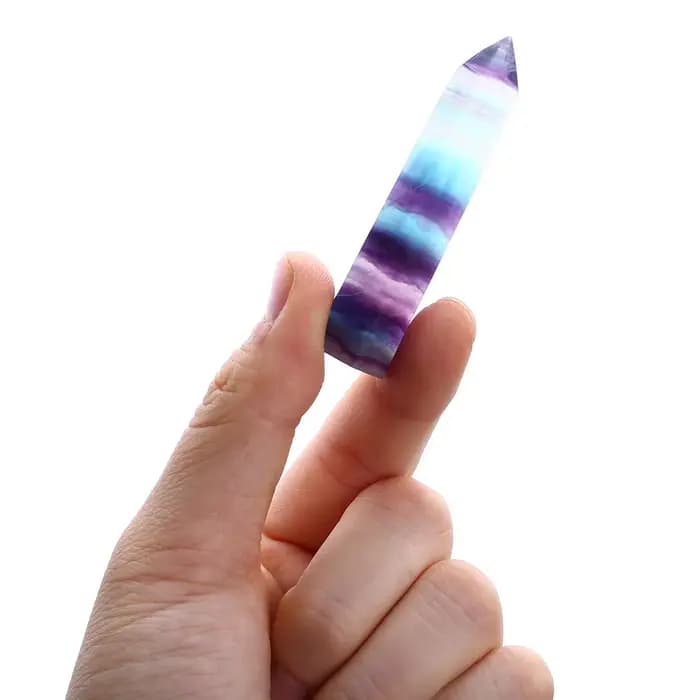 Cristal de Fluorite naturel, Fluorite à rayures colorées, 4-7CM, pierre de cristal de Quartz, pointe de guérison, baguette hexagonale, pierre de traitement