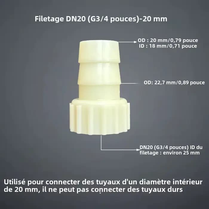 Connecteur de tuyau femelle G3/4 pouces DN20