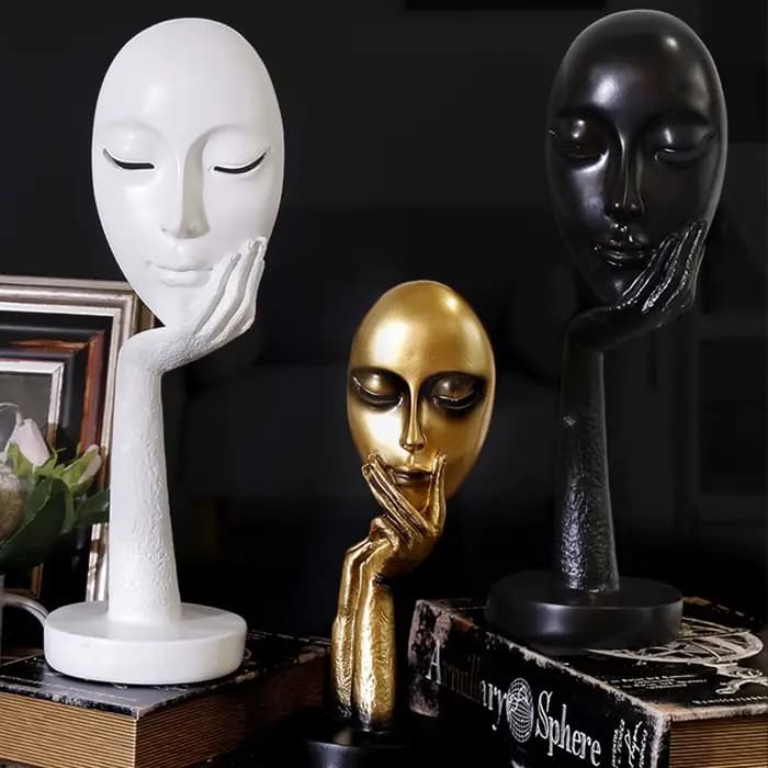 Sculpture abstraite de visage féminin, Art mural moderne en résine pour salon, décoration de chambre à coucher pour femmes, ornement minimaliste