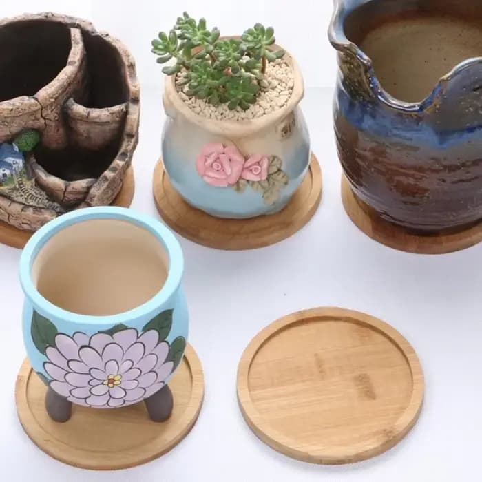 Plateau multi-bambou, soucoupe en bois, Pot de fleur, plateau de tasse, plaque de dessous de verre pour cuisine, assiette décorative, dessous de verre créatif, tapis de tasse à café