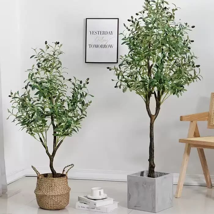 Grande plante artificielle d'olivier faux olive avec bassin 60 Cm à 210 Cm arbre en soie tropicale pour la décoration de fête de bureau à domicile