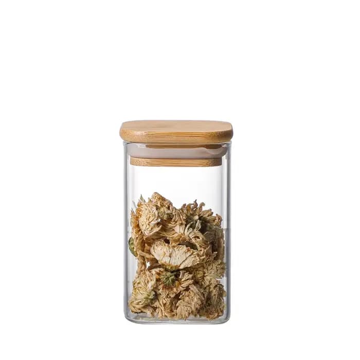 Boîtes de rangement transparentes en verre de bambou