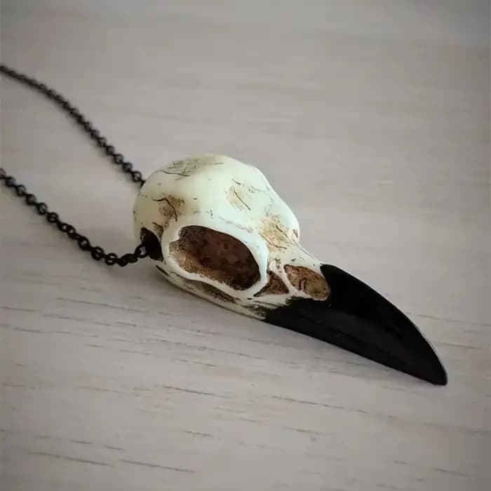 Collier crâne de corbeau pour Halloween, bijoux gothiques, cadeau d'urgence, effrayant, médecin de la peste, sorcière