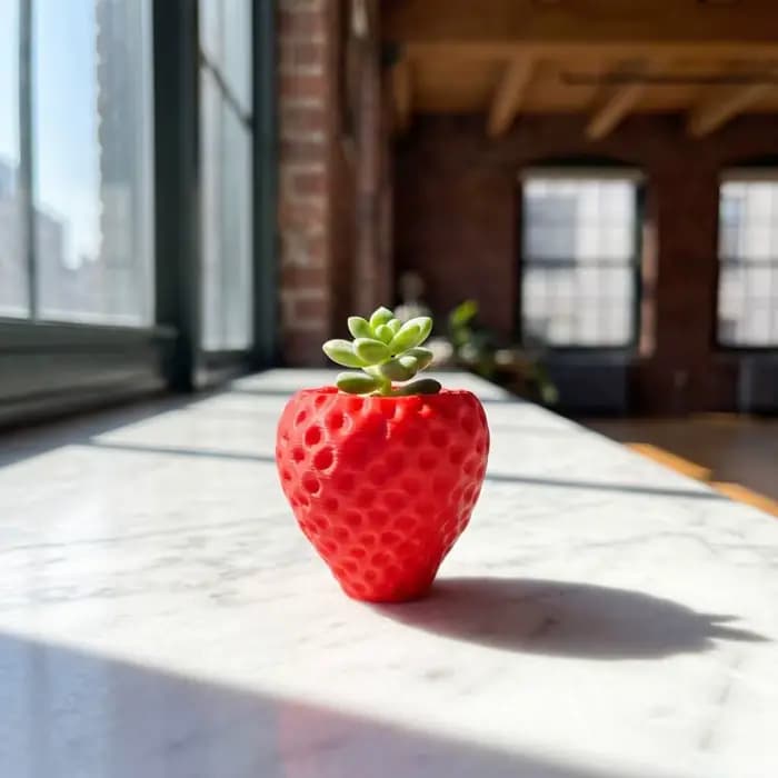 Pot de fleurs amusant imprimé en 3D en forme de fraise